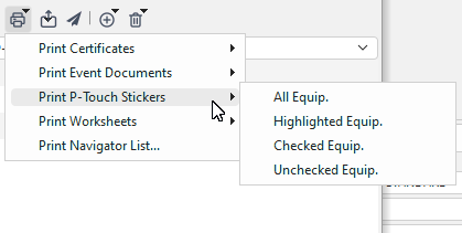 Navigator - Print Options...Print P-touch Stickers Menu