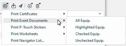 Navigator - Print Options...Print Event Docs Menu