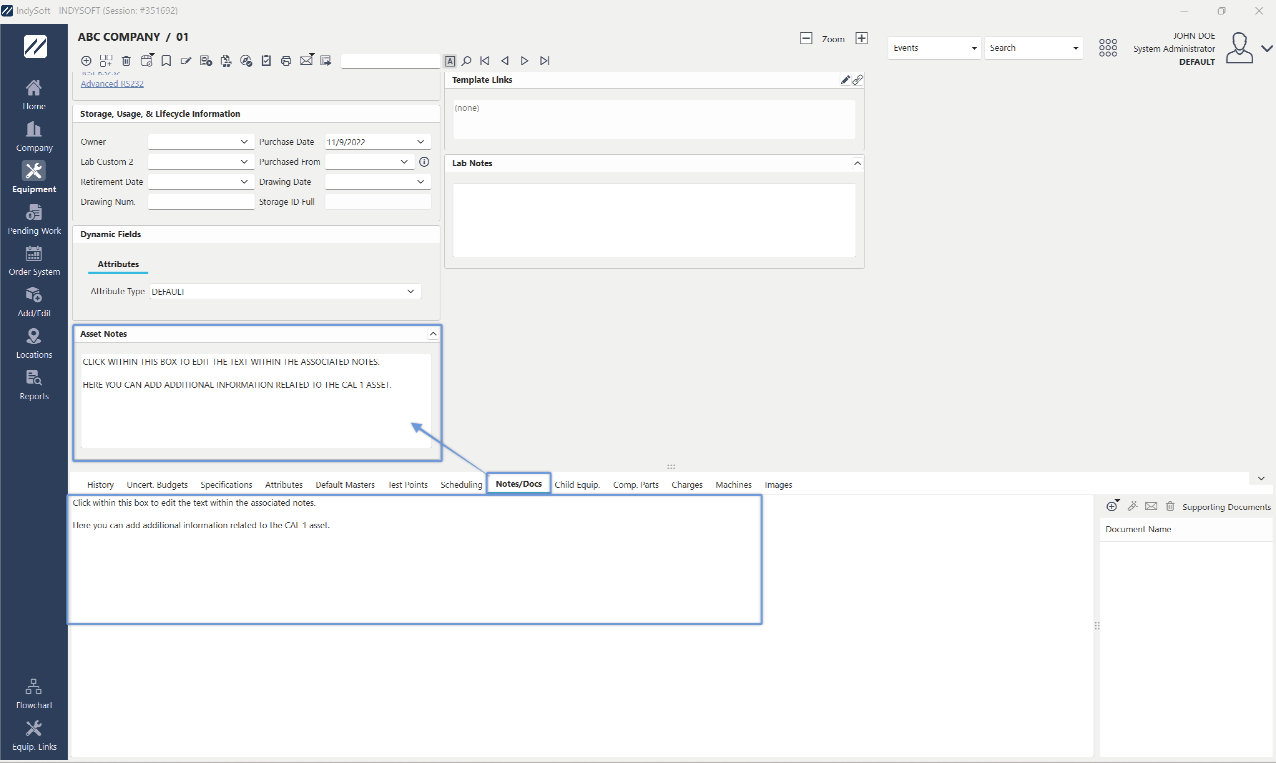 Notes and Documents Tab/Dialog