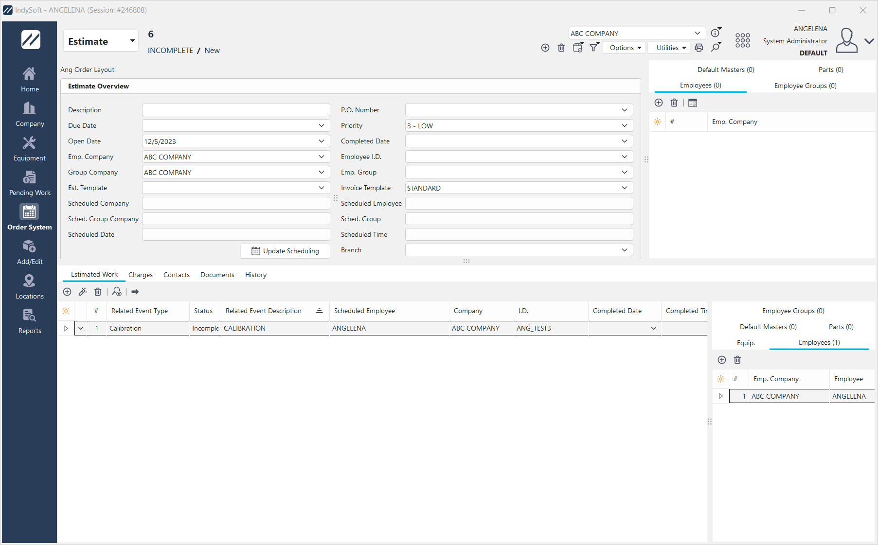 Order System Tab