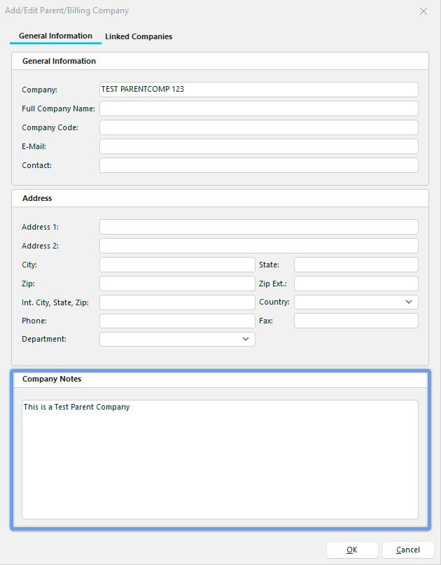 Parent/Billing Company - Step 2 of 3