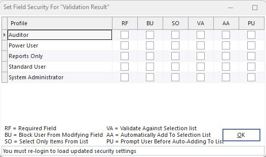 Part/Ops - Layout Types - Set Field Security