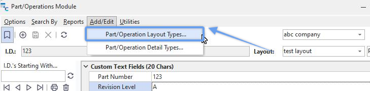 Part/Ops - Add/Edit Part/Operation Layout Types