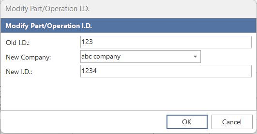 Modify Part/Operation ID.