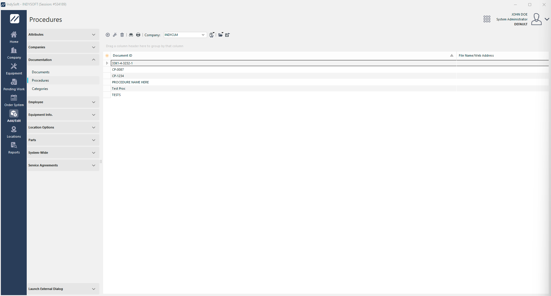 Add/Edit Procedures