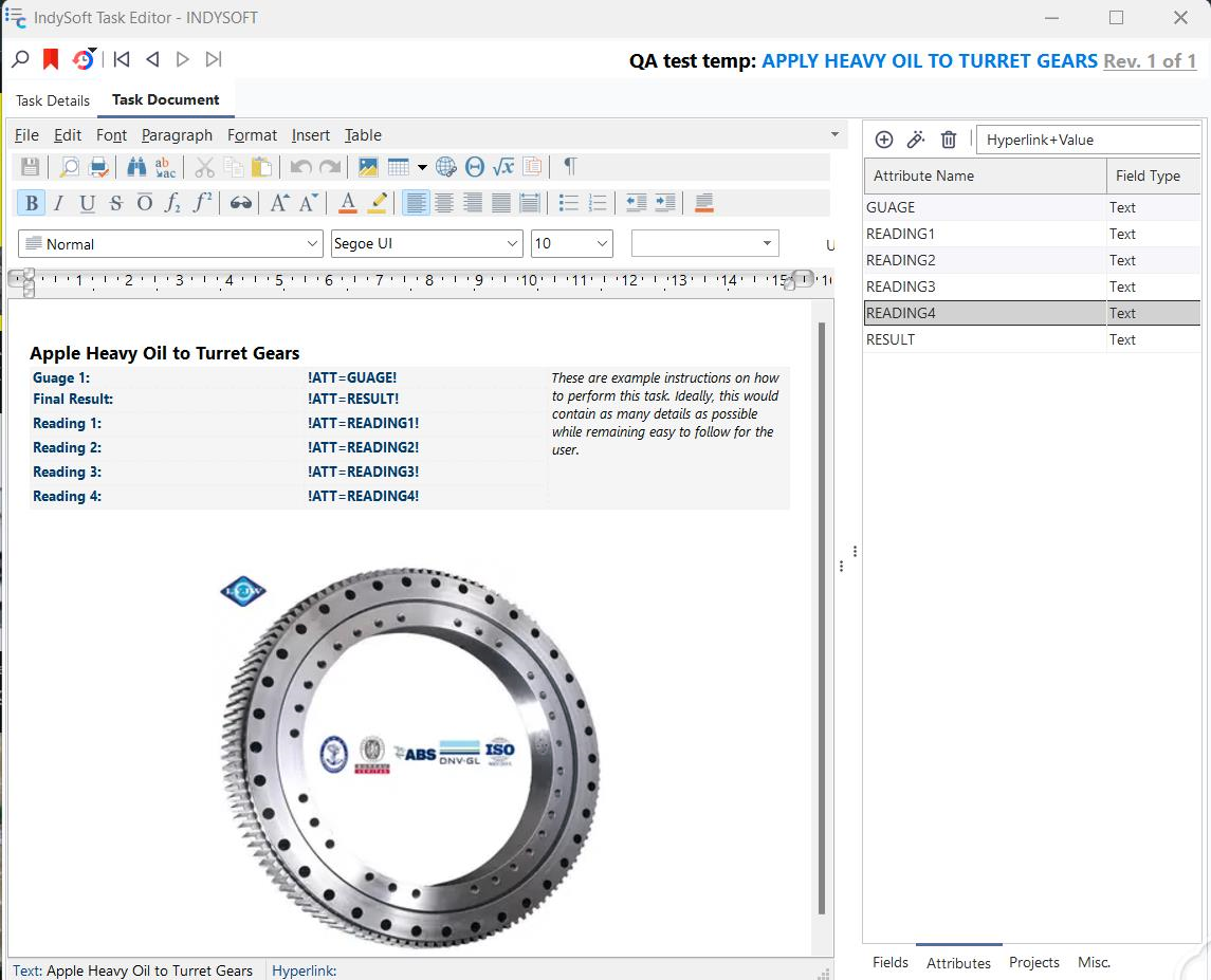 IndySoft Task Editor - Task Document
