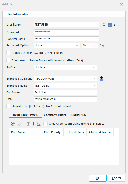 Add User Dialog