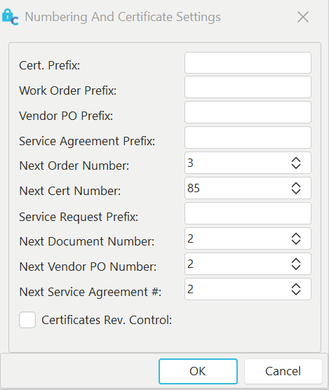 Add new Certificate and Document Dialog.