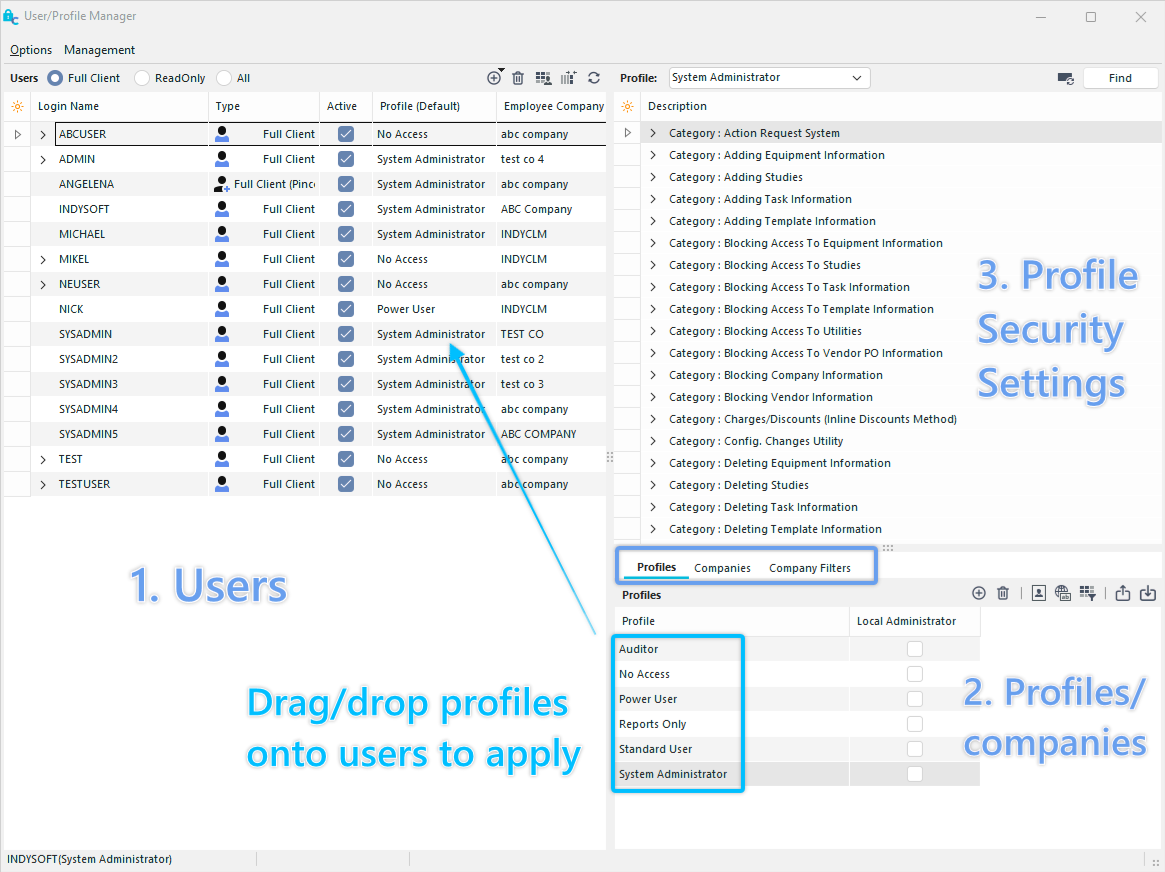 Profile Manager Main Screen