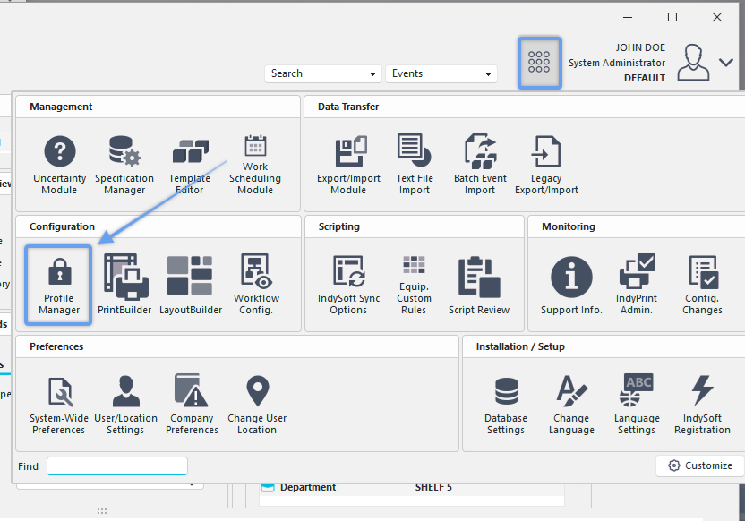 Locate 'Profile Manager' in Dashboard