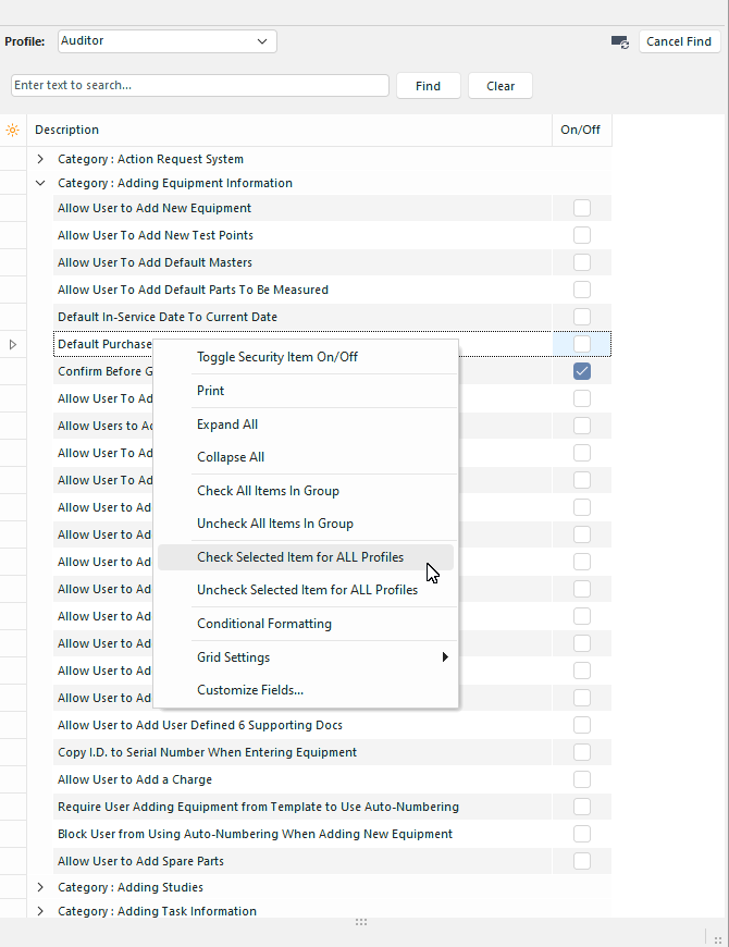 Check/Uncheck Selected Item for ALL Profiles