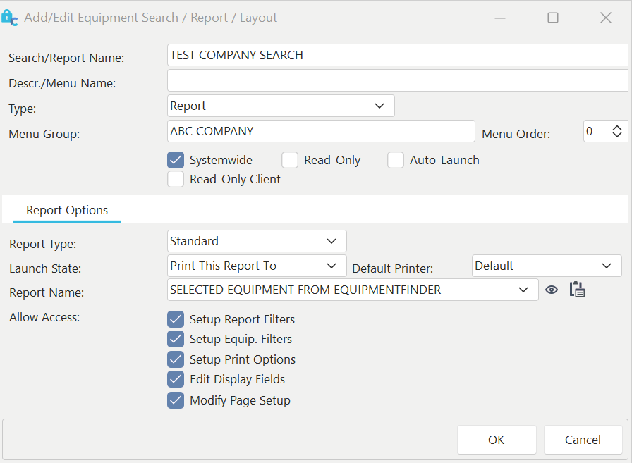 Report Options Tab - Add Custom Search By / Report