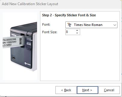 Add New Cal. Sticker Layout - Step 2
