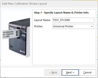 Add New Cal. Sticker Layout - Step 1