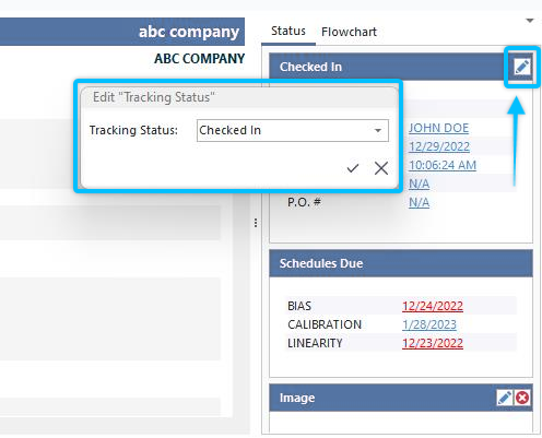 Quick Edit for Tracking Status Details