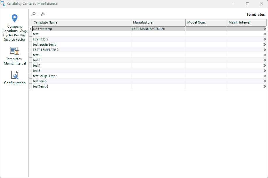 RCM - Templates: Maint. Interval