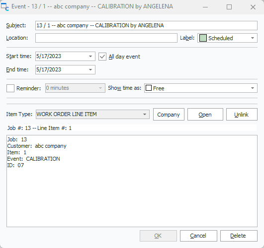 Scheduled Event Dialog