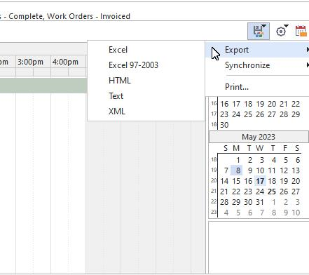 Schedule Export / Sync / Print Options