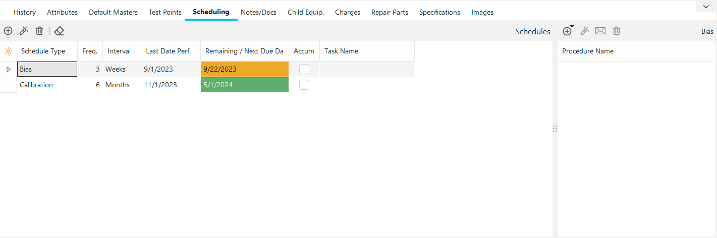 Scheduling Tab/Dialog