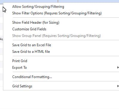 Search-By Dialogs - Right Mouse Click Options in Grid