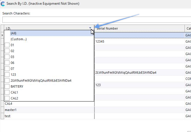 Equipment Filtering