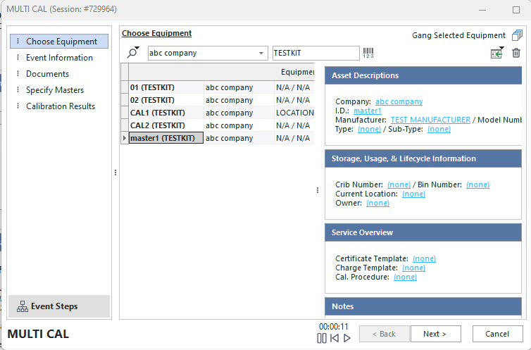 Selecting Equipment From Kits - From Barcode