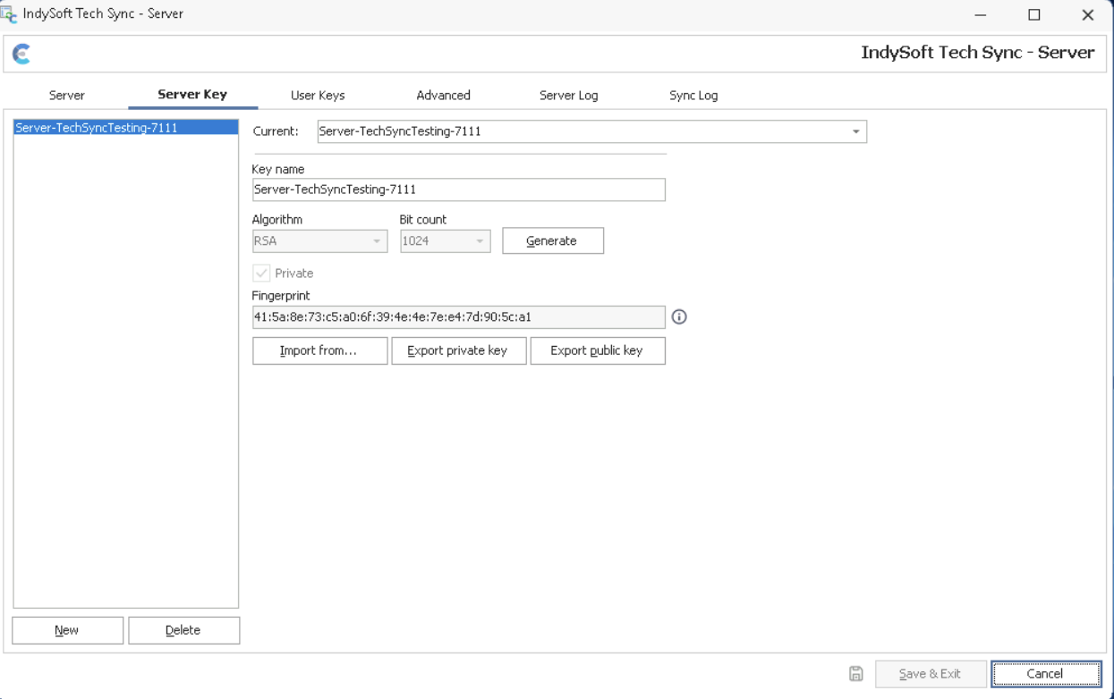IndySoft Secure Server - Server Key Tab