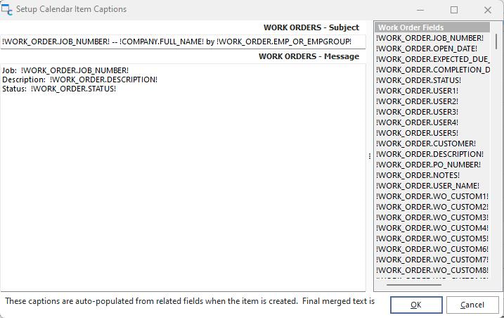 Setup Calendar Item Captions