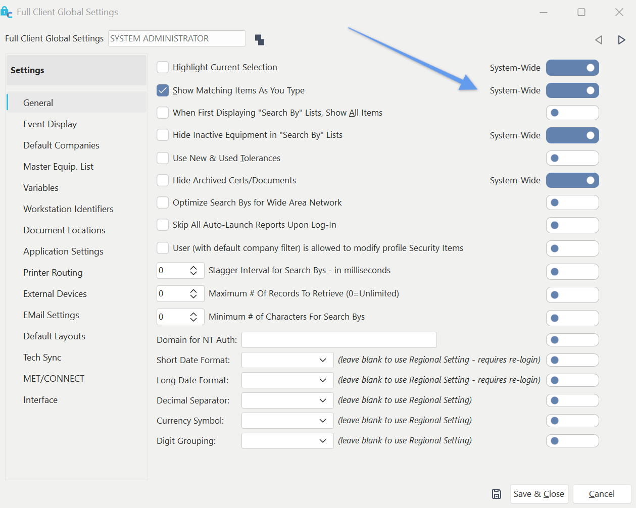Global Preferences - Profile Manager