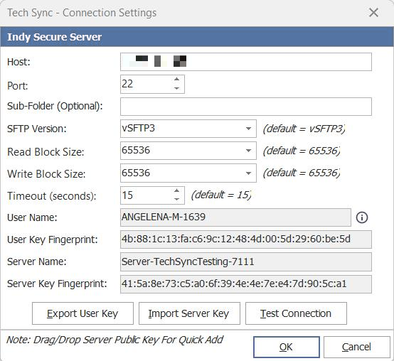 Tech Sync - Connection Settings
