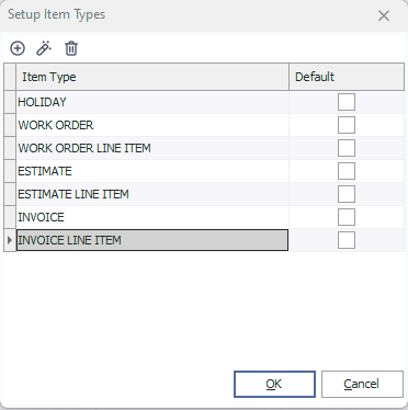 Setup Item Types