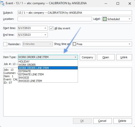 Work Scheduling - Item Type