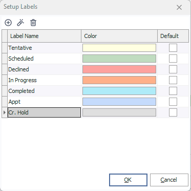 Setup Labels dialog