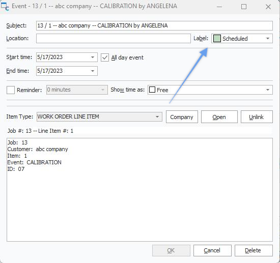 Work Scheduling - Label Field