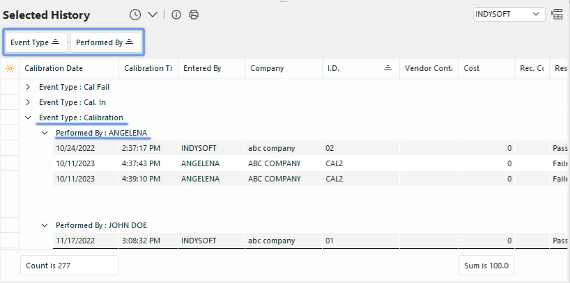 Example - Multiple Groupings in Group Panel