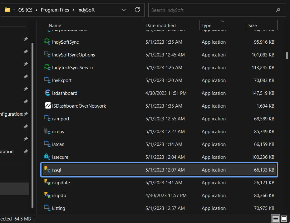 File Explorer - SQL Utility 'issql.exe'