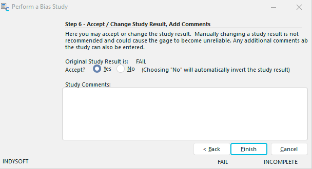 Step 6 - Accept/Change Study Results, Add Comments