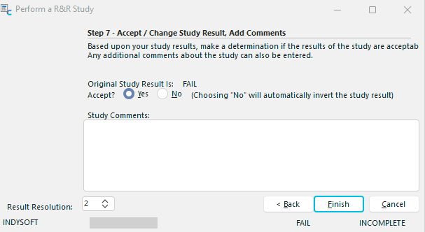 Step 7 - Accept/Change Study Result, Add Comments