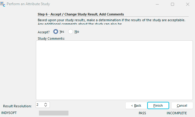 Step 6 - Accept/Change Study Result, Add Comments