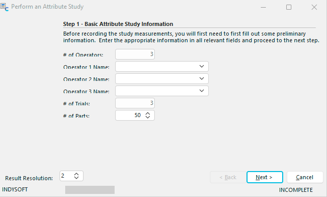 Step 1 - Basic Attribute Study Information