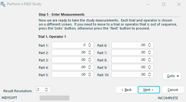 Step 5 - Enter Measurements