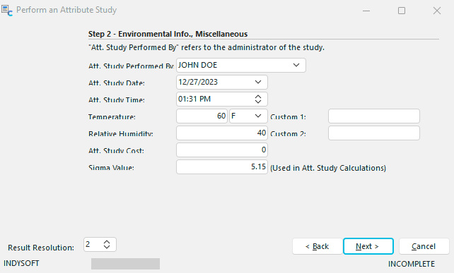 Step 1 - Basic Attribute Study Information