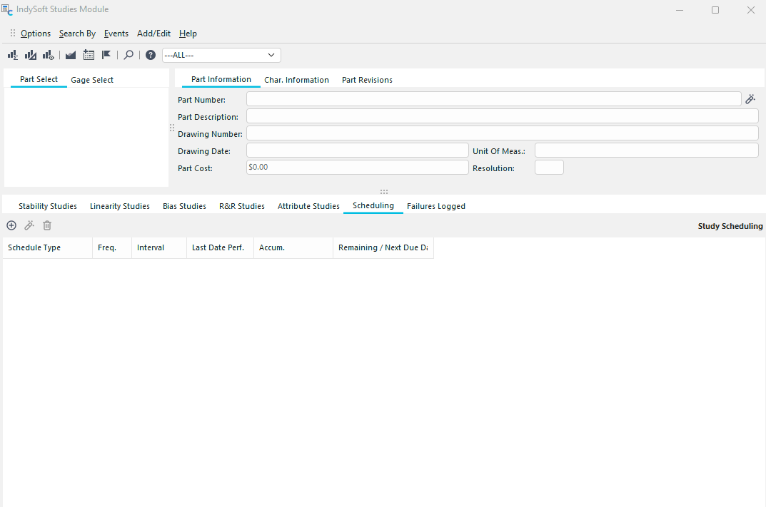 Studies Module - Main Screen