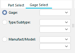 Part & Characteristic Selection Gage Selection