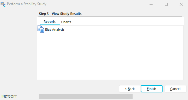 Stability Study - Step 3 - View Study Results (Reports)