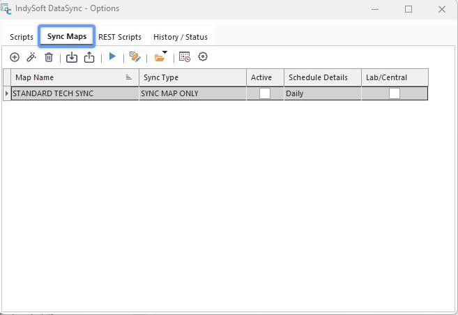 IndySoft DataSync - Sync Maps Tab