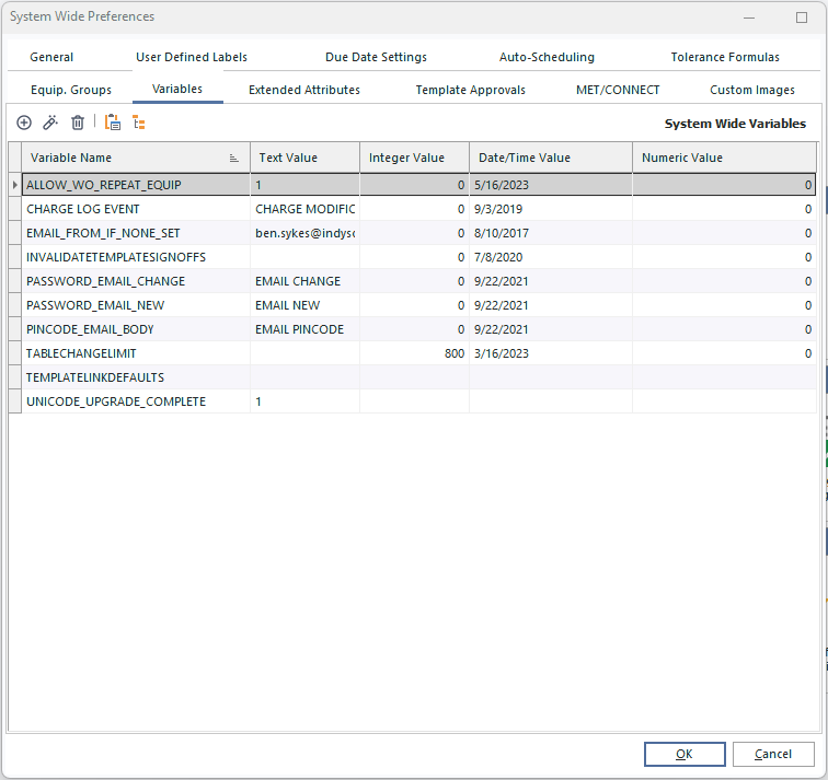 System-Wide Preferences...Variables