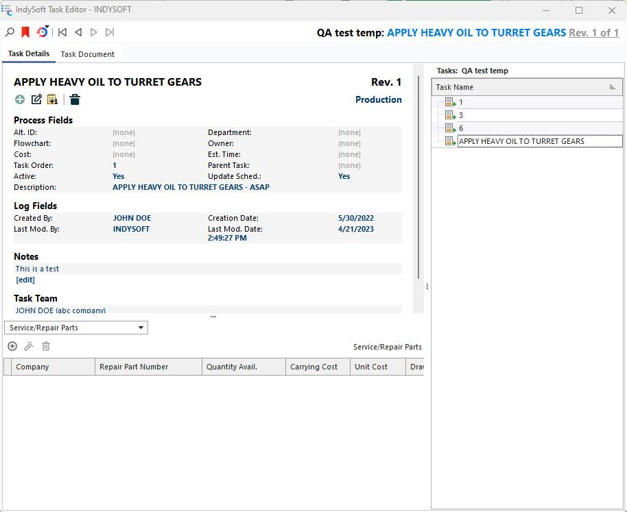 Task Editor - Task Details Tab