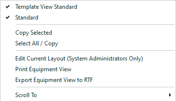 Right-Mouse Click Options - Template Layout