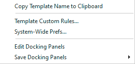 Right-Mouse Click Options - Template Header